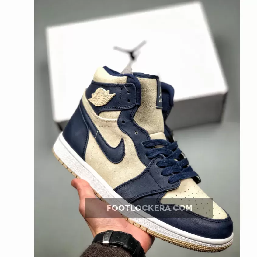 Air Jordan 1 Mid Midnight Navy/Light Cream-White AQ9131-401 - cream nike jordan 1