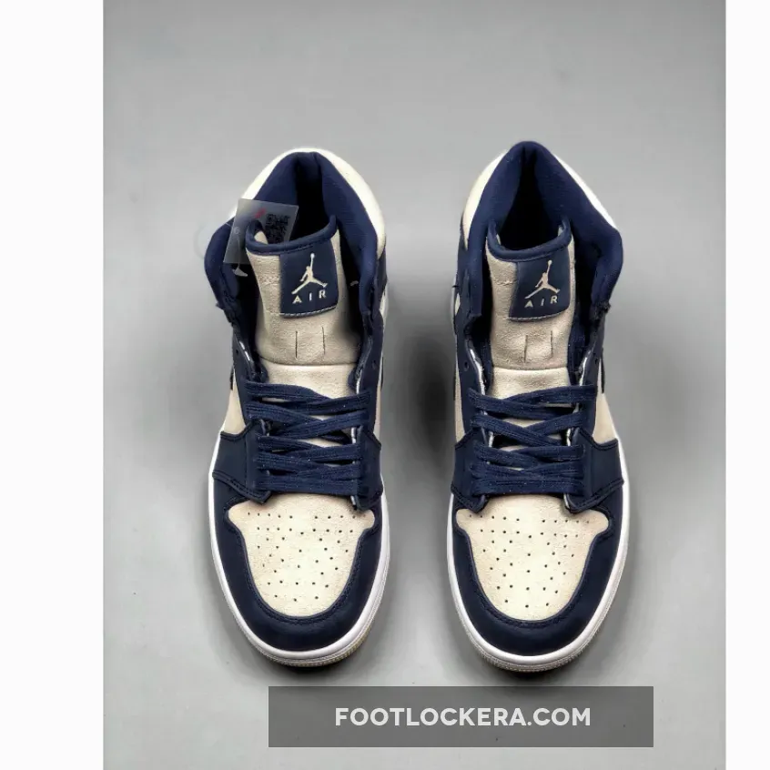 Air Jordan 1 Mid Midnight Navy/Light Cream-White AQ9131-401 - cream nike jordan 1