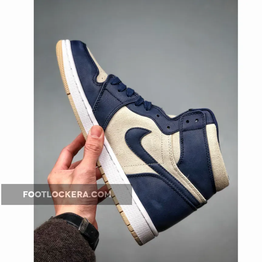 Air Jordan 1 Mid Midnight Navy/Light Cream-White AQ9131-401 - cream nike jordan 1