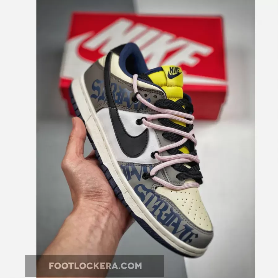 Nike Dunk Low Retro Mocha White Yellow Navy - dunk low mocha custom