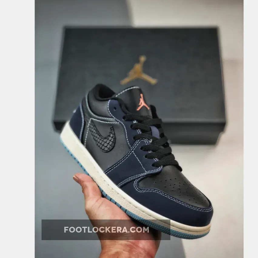 Air Jordan 1 Low Snakeskin Black/White-Midnight Navy | aqua jordan 1