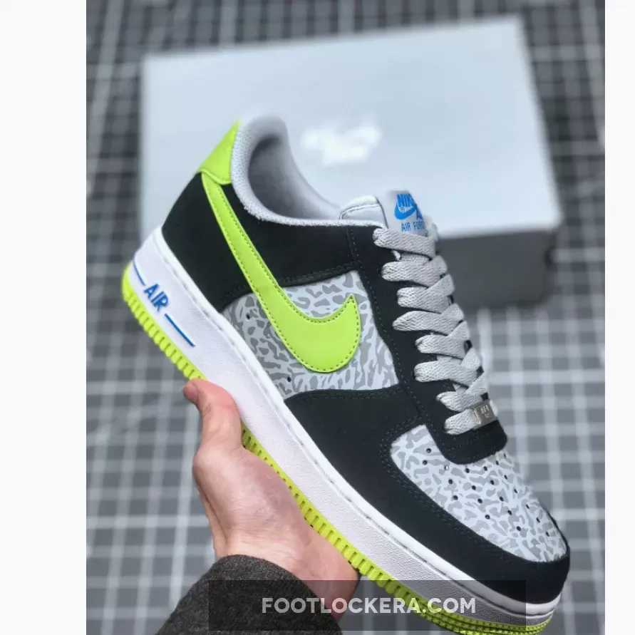 Nike Air Force 1 Low Reflective Silver Elephant Print Black Volt 488298-077 Discount