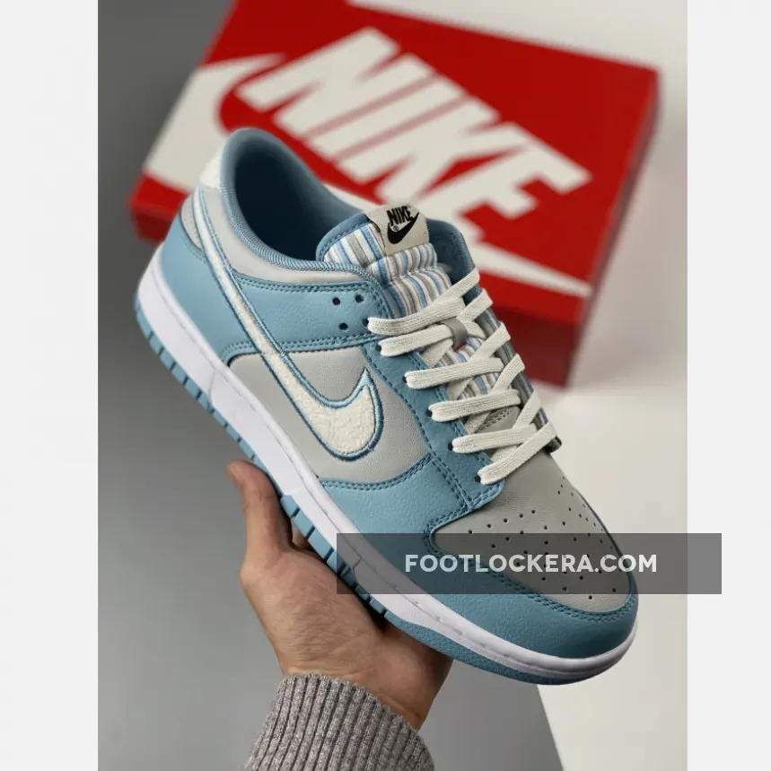 Nike Dunk Low Retro Fleece Swoosh Worn Blue | blue grey nike