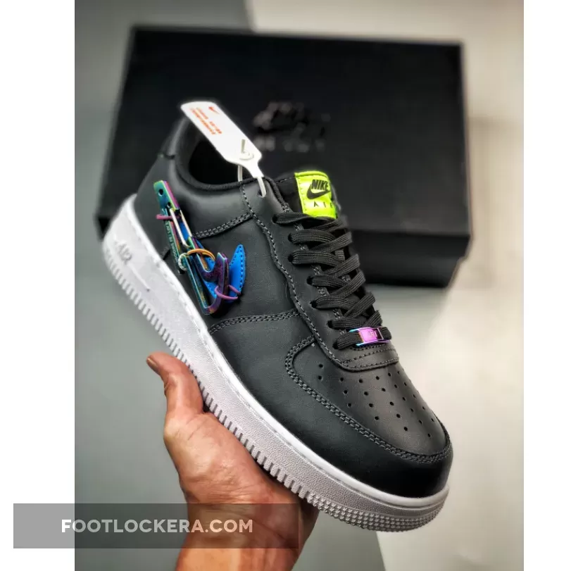 Nike Air Force 1 Low 'Carabiner Swoosh' Dark Smoke Grey/Photo Blue-Volt #air force 1 carabiner