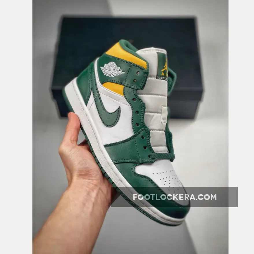 Air Jordan 1 Mid 'Seattle Supersonics' Green Yellow - jordan 1 sonic outfit