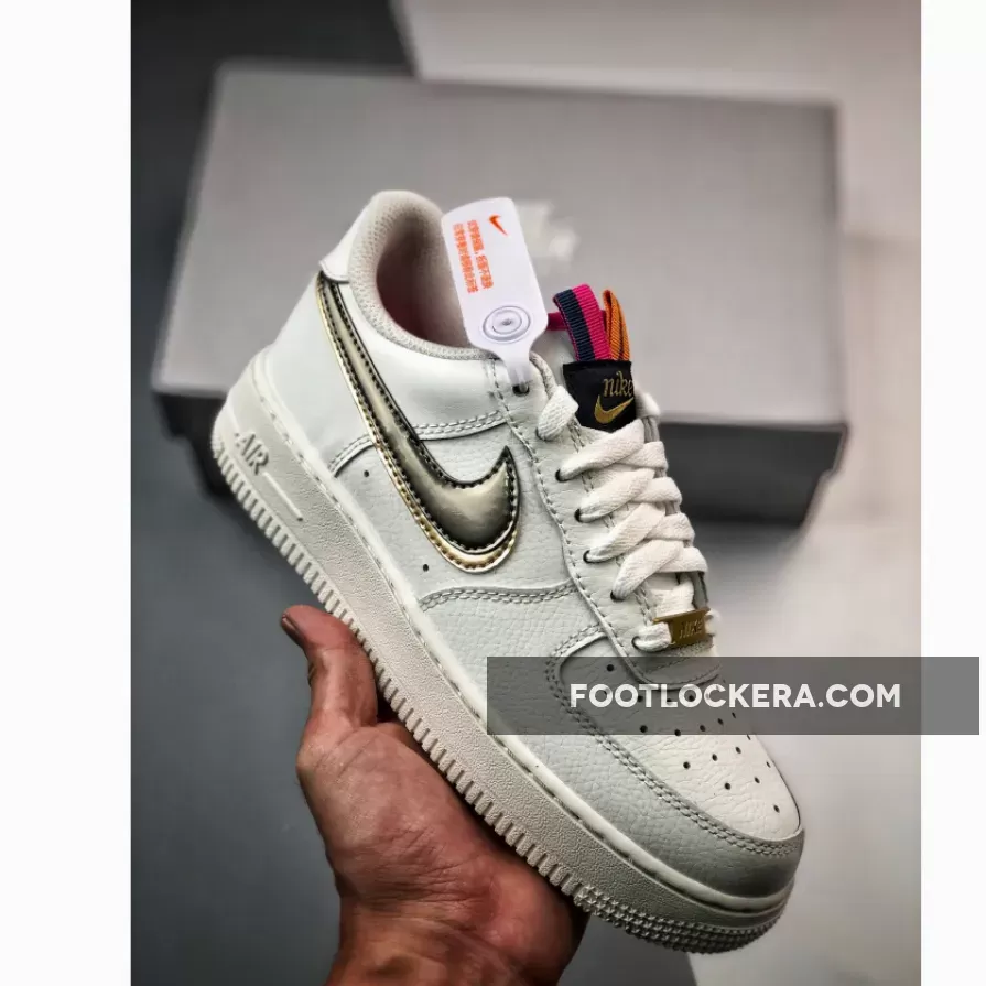 Kids Nike Air Force 1 LV8 Summit White GS DH9595-001 / air force 1 silver and gold