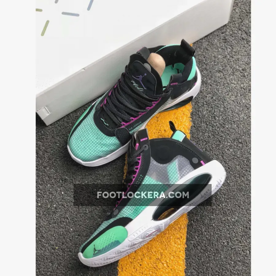 Air Jordan 34 Blue Void/Green Glow-Black-Metallic Silver