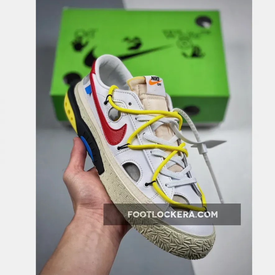 Off-White x Nike Blazer Low White University Red DH7863-100 - Nike Blaze Off White