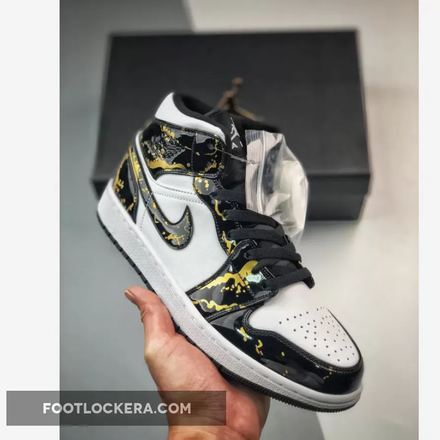 Air Jordan 1 Mid Black Gold White 1680455039 New Releases