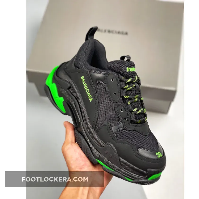 Balenciaga Triple S Black Green - triple s balenciaga green