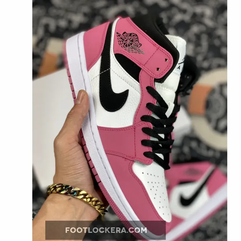 Air Jordan 1 Mid Sail/Berry Pink-Black Air Jordan Berry Pink