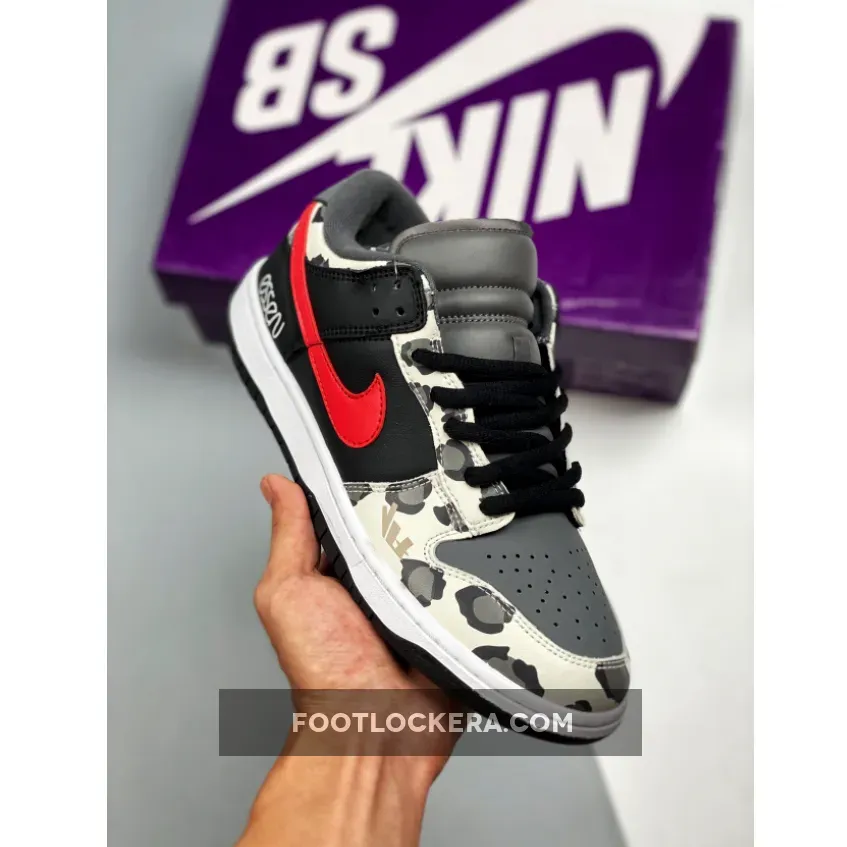 Nike SB Dunk Low 'Camo' Black Grey Red White #nike dunk low camo black