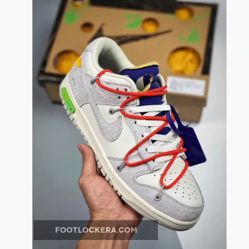 Off-White x Nike Dunk Low '13 of 50' Sail Grey Habanero Red nike dunk off white 13