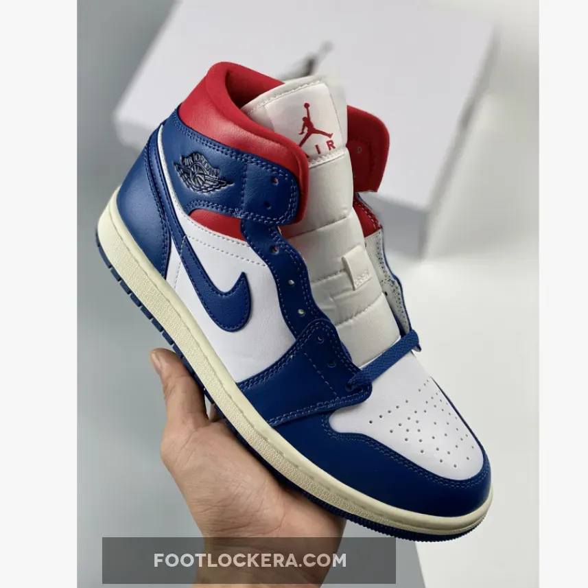 Air Jordan 1 Mid 'French Blue' Blue/White/Red BQ6472-146 #jordan 1 blue red and white