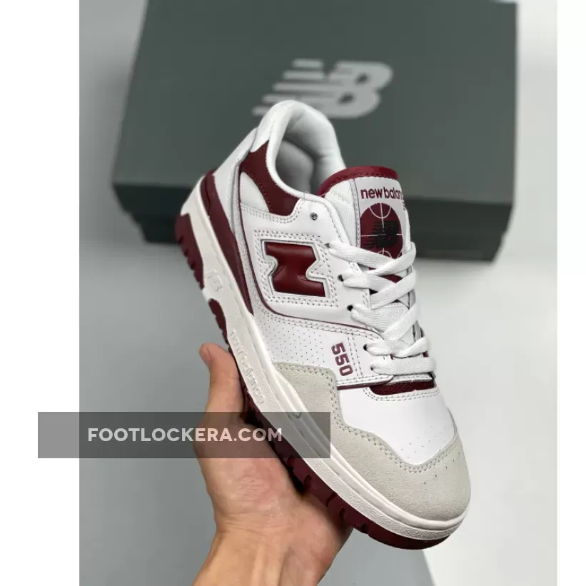 New Balance 550 White Maroon BB550LI1 - burgundy 550