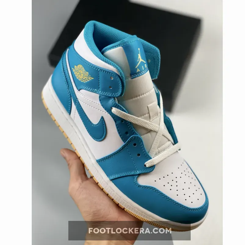 Air Jordan 1 Mid Aquatone/Celestial Gold-White | aquatone jordan 1