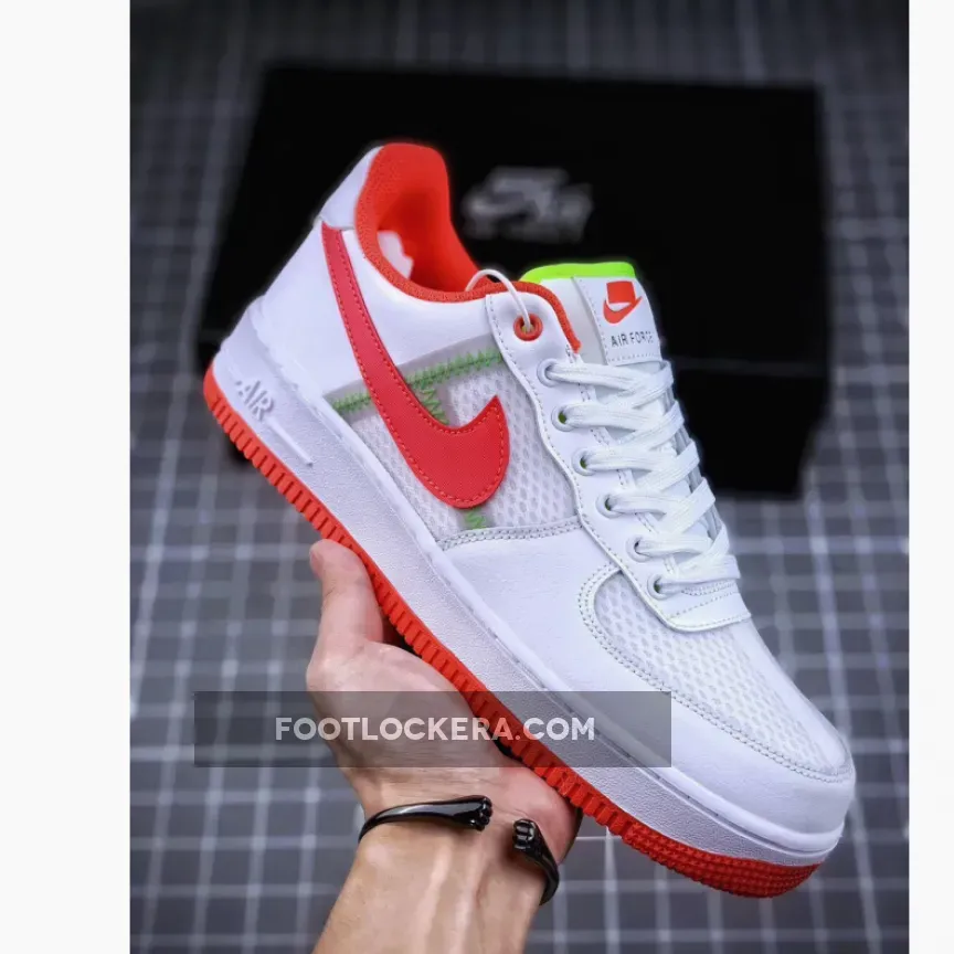 Nike Air Force 1 Low White/Bright Crimson-Barely Volt / Transparent Air Force Logo CI0060-102