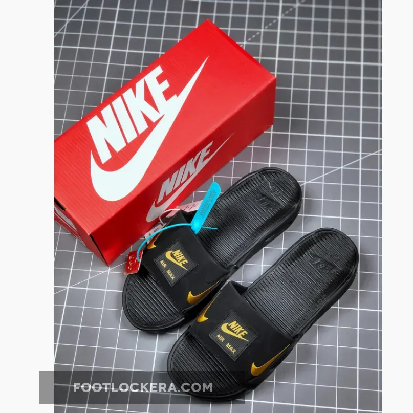 Mens Nike Air Max 90 Slide / Nike Air Max 90 Slide Black Gold