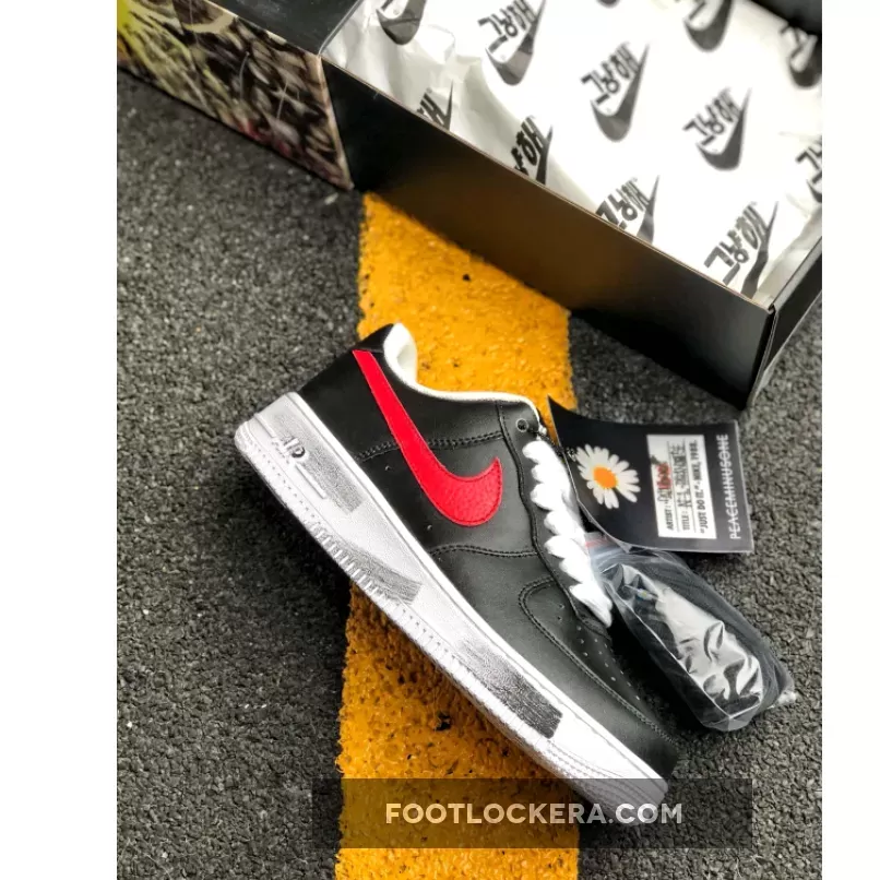 PEACEMINUSONE X Nike Air Force 1 Black/Sport Red-White New Releases