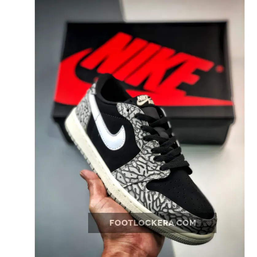 Hot Air Jordan 1 Low OG 'Black Cement' CZ0790-001 / jordan 1 elephant