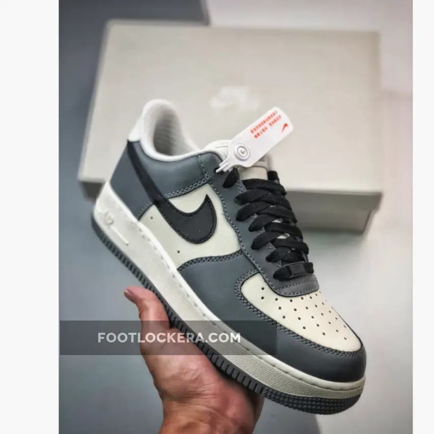 Nike Air Force 1 Low Sail Grey Black FD9063-100 / mens nike shoes gray