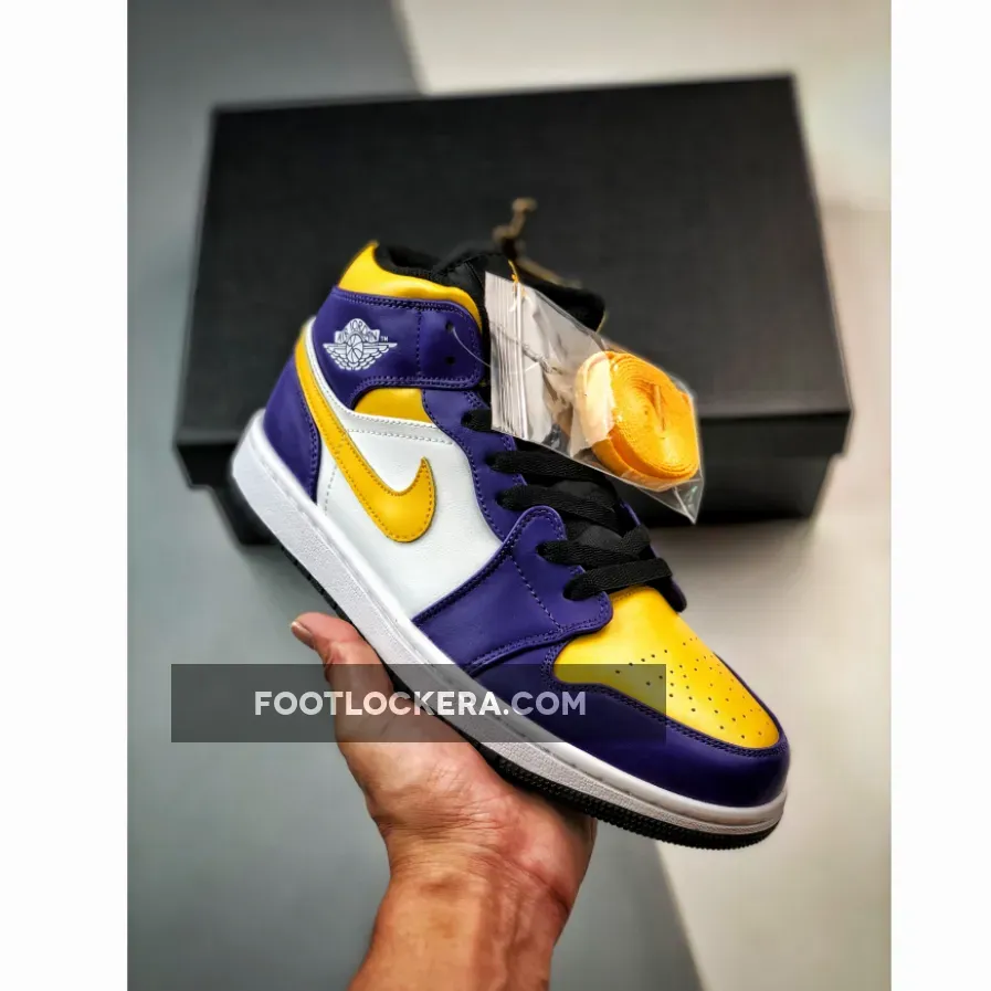 Air Jordan 1 Mid 'Lakers' Dark Concord/Taxi-White-Black DQ8426-517 / nike jordan 1 mid lakers