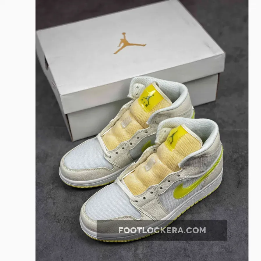 Air Jordan 1 Mid SE Sail/LT Voltage Yellow II-White / air jordan 1 light yellow