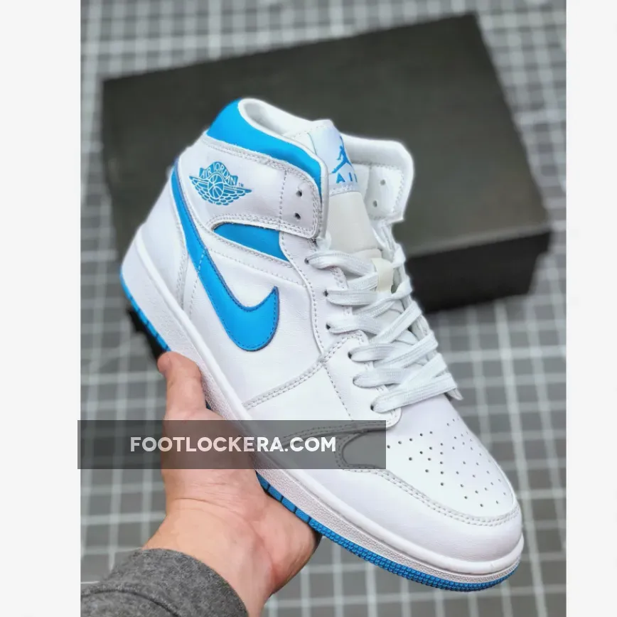 Air Jordan 1 Mid 'UNC' White Blue BQ6472-114 - jordan 1 mid unc w