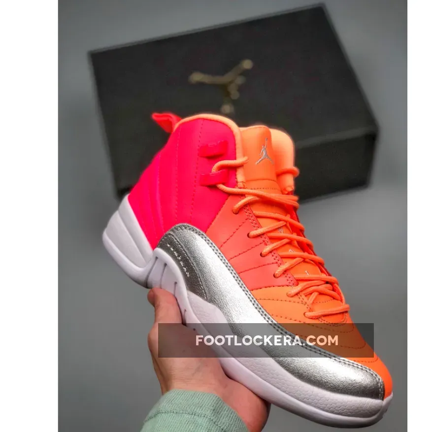 Air Jordan 12 'Sunrise' Racer Pink/Hot Punch-Bright Mango-White / jordan sunrise 12