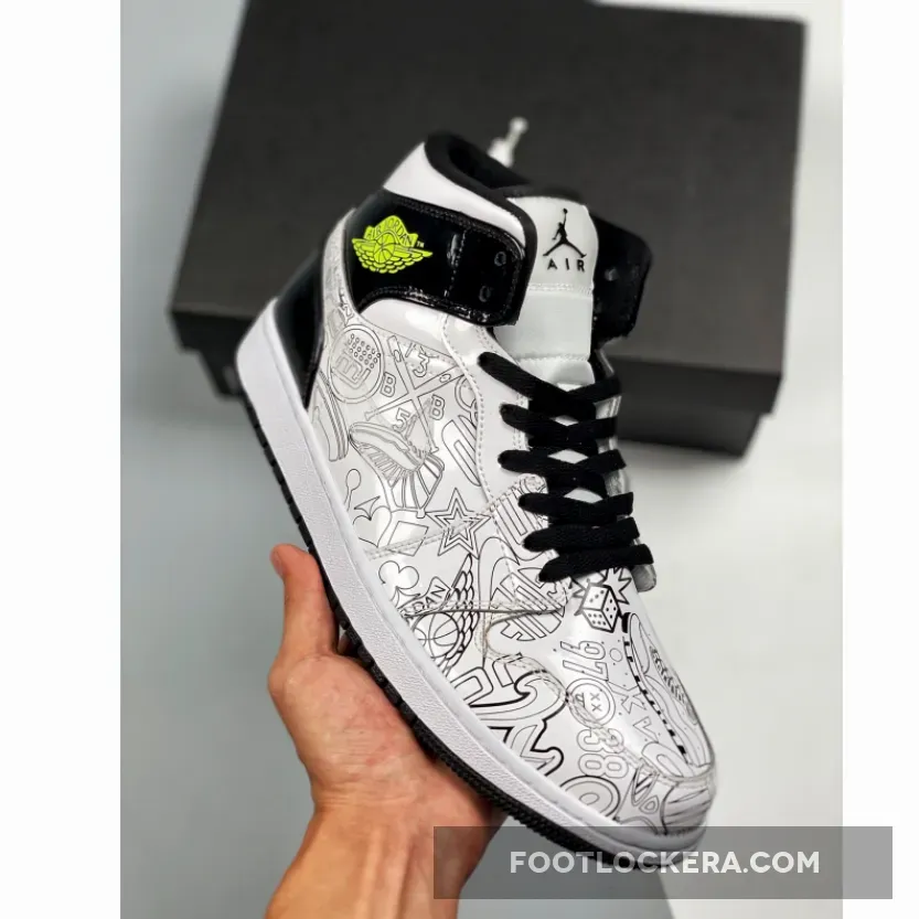 Jordan 1 Diy - Air Jordan 1 Mid Gs 'Diy' AJ1 White/White/Black-Volt DC4099-100