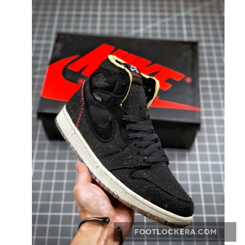 Air Jordan 1 High Zoom 'Crater' Black/Wolf Grey-Flash Crimson #air jordan 1 crater