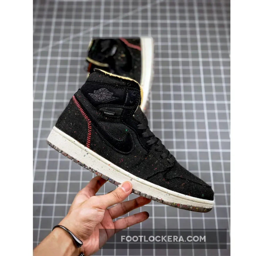 Air Jordan 1 High Zoom 'Crater' Black/Wolf Grey-Flash Crimson #air jordan 1 crater