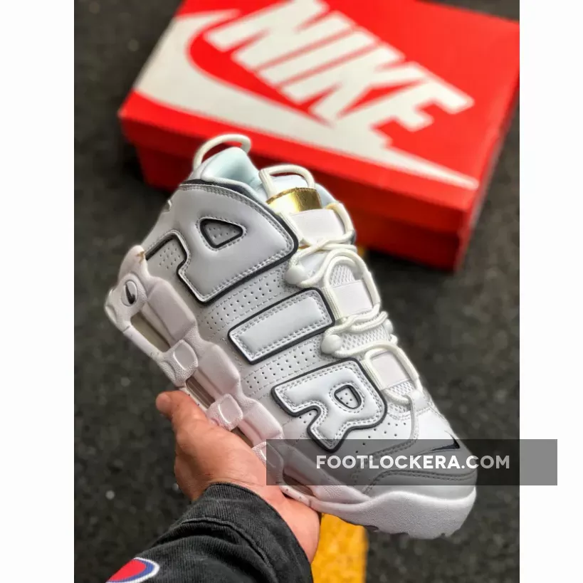 Nike Air More Uptempo Red White/Midnight Navy-Metallic Gold / navy and gold nikes