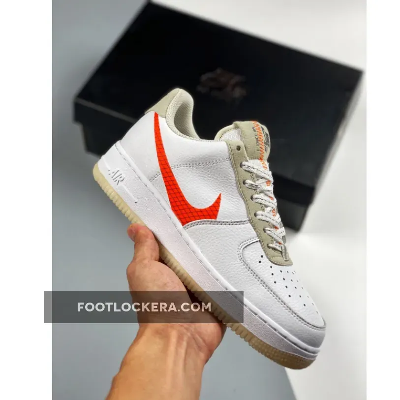Nike Air Force 1 Low LV 8 'Big Swoosh' White/Orange - white nike with orange swoosh