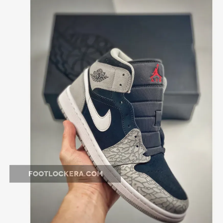 Jordan 1 Mid Se Ele Print Mens Shoe Air Jordan 1 Mid 'Elephant Print' Black Grey DM1200-016