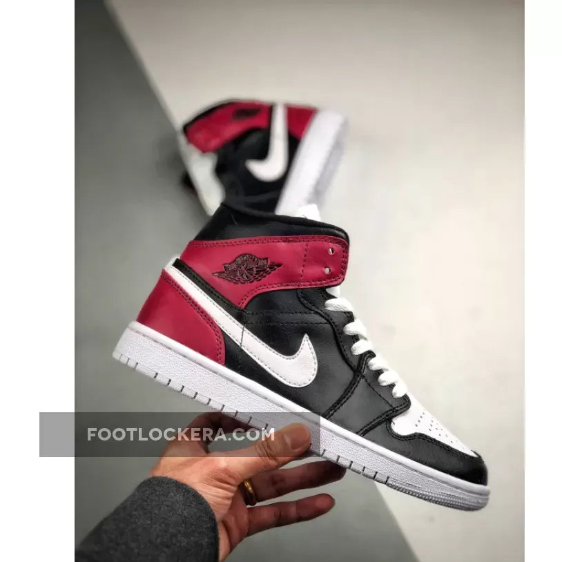 Air Jordan 1 Mid WMNS Black/White-Noble Red Discount