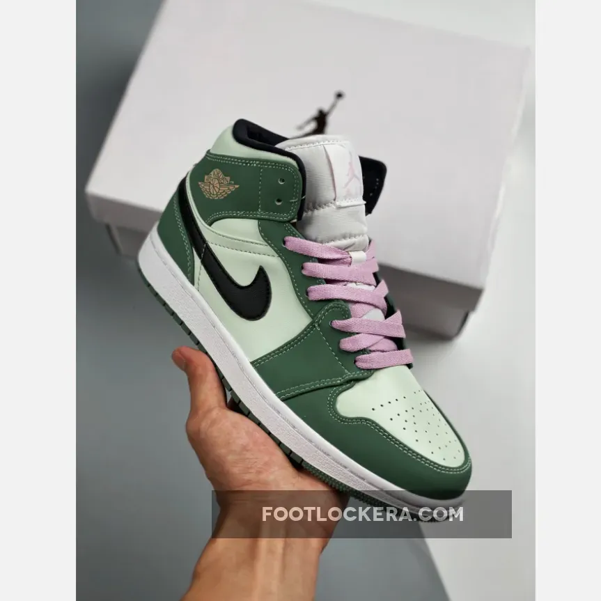 Wmns Air Jordan 1 Mid Se 'Dutch Green' AJ1 Black/Barely Arctic Pink / pink and green air jordan 1