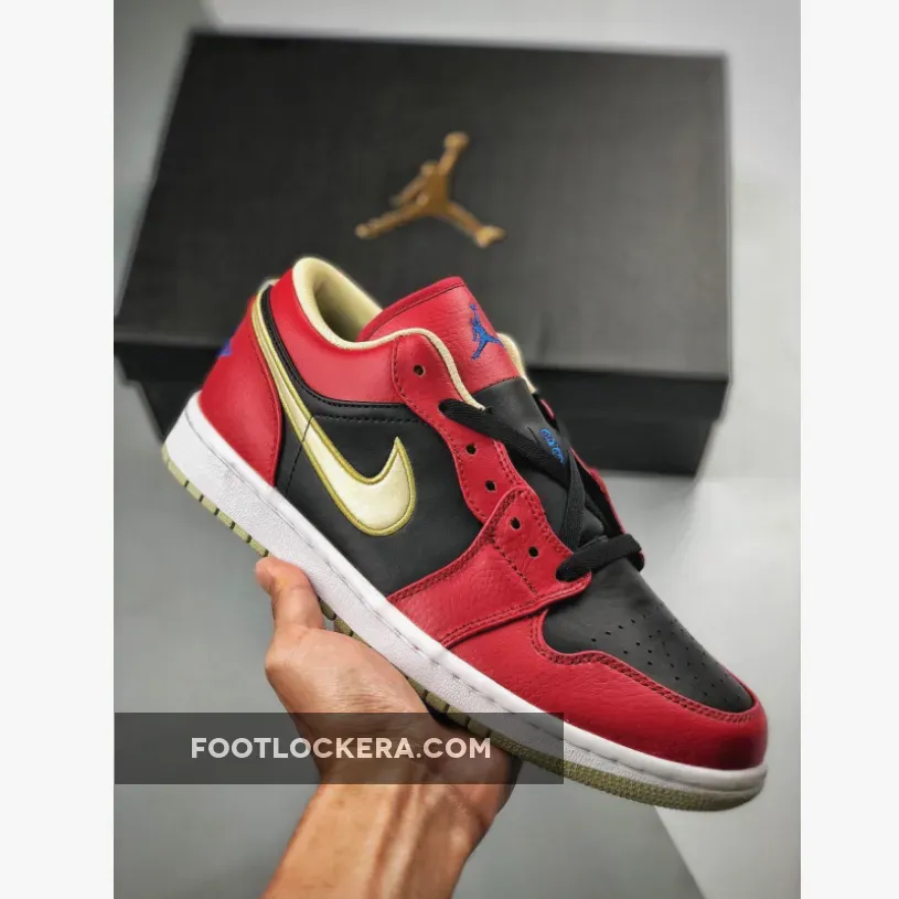 Air Jordan 1 Low Gym Red/Game Royal-Black-Metallic Gold - red gold jordans