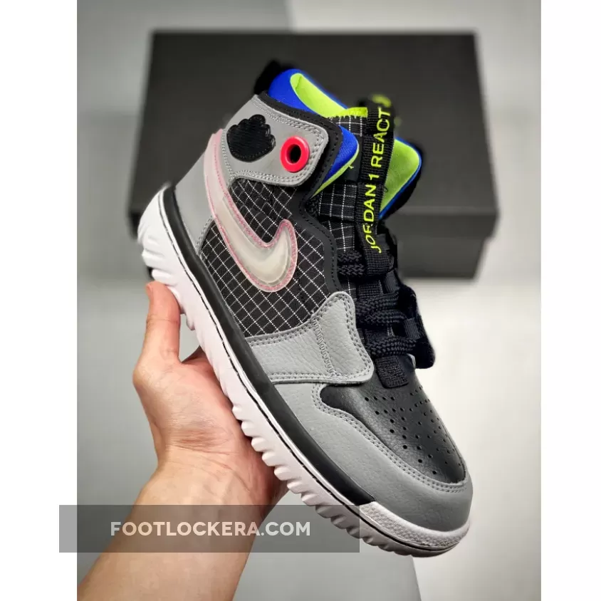 Air Jordan 1 React Black Grey Green Blue Pink