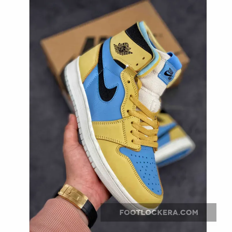 Air Jordan 1 Zoom Comfort Tan Light Blue - tan and blue jordan 1