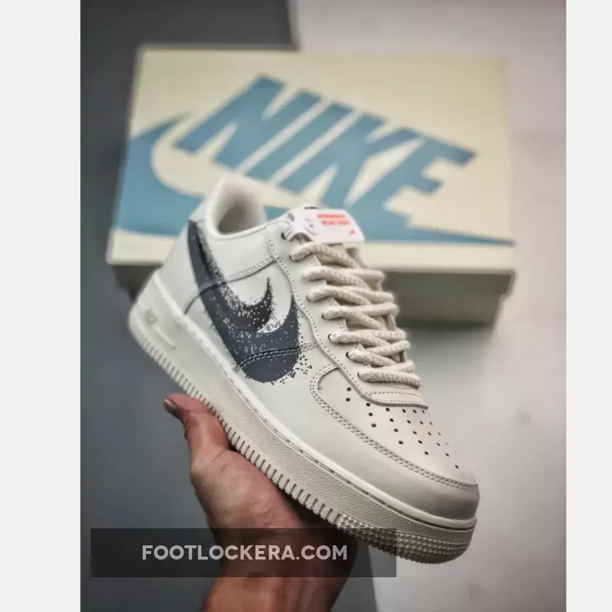 Nike Air Force 1 Low Spray Paint Swooshes White/Black-Grey FD0660-100