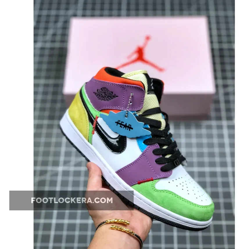 Air Jordan 1 Mid 'Multicolor Lightbulb' / Green Purple Jordan 1 CW1140-100