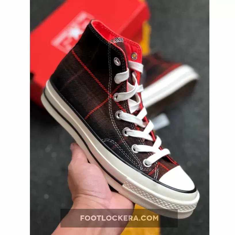 Converse Plaid Chuck 70 High Top Black/Bright Crimson/Egret plaid converse