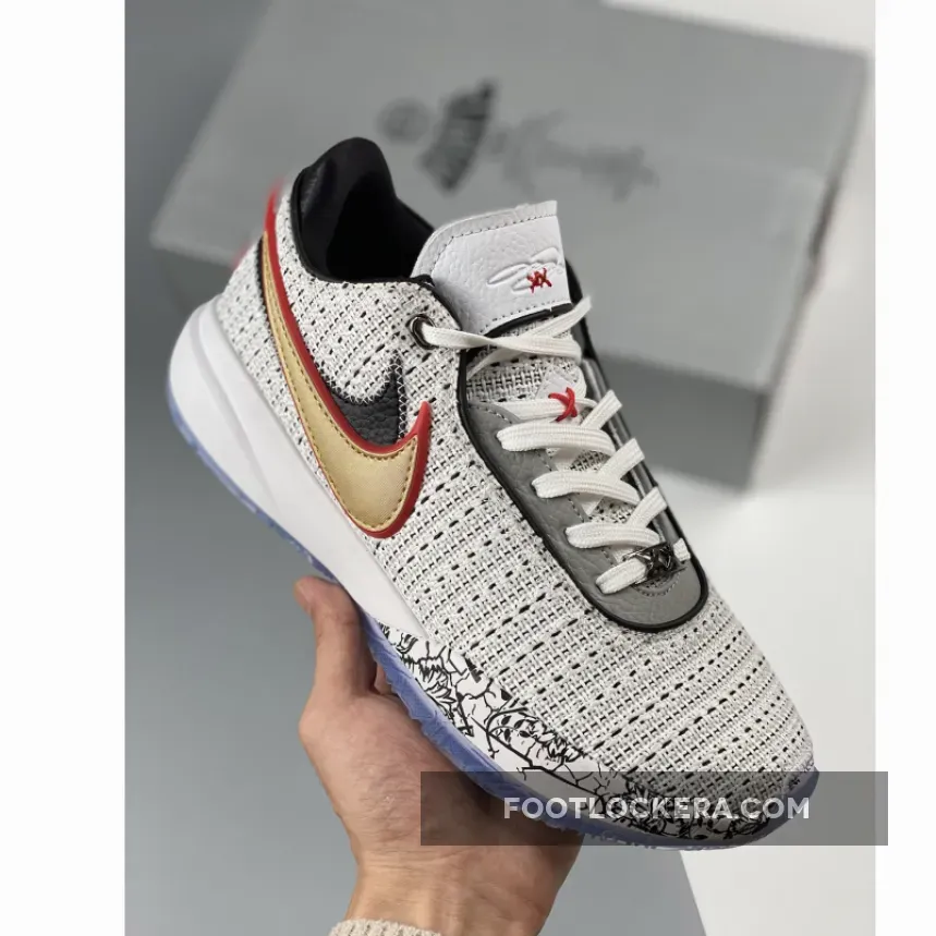 Nike LeBron 20 'The Debut' White/Metallic Gold-Black-University Red-Wolf Grey lebron 20 the debut