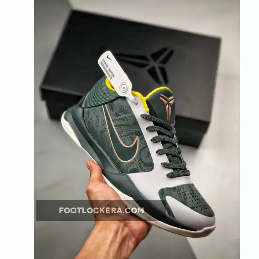 Discount Nike Zoom Kobe 5 Dark Green/White-Yellow-Peach