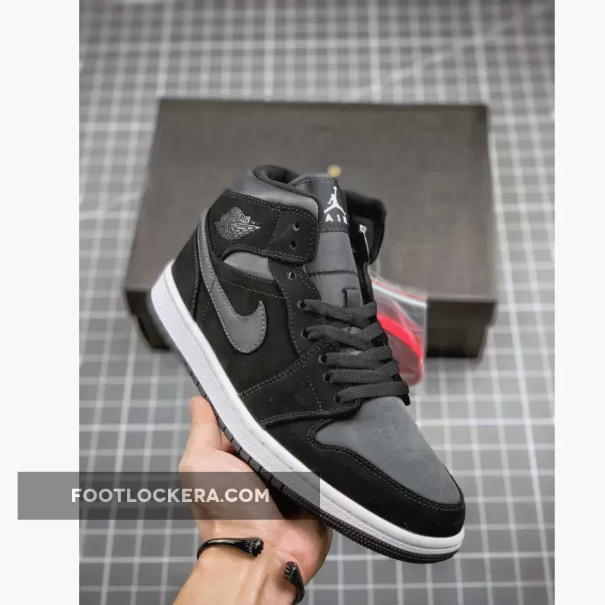 Air Jordan 1 Mid SE Black Grey 852542-012 #air jordan 1 mid se nylon 'black grey'