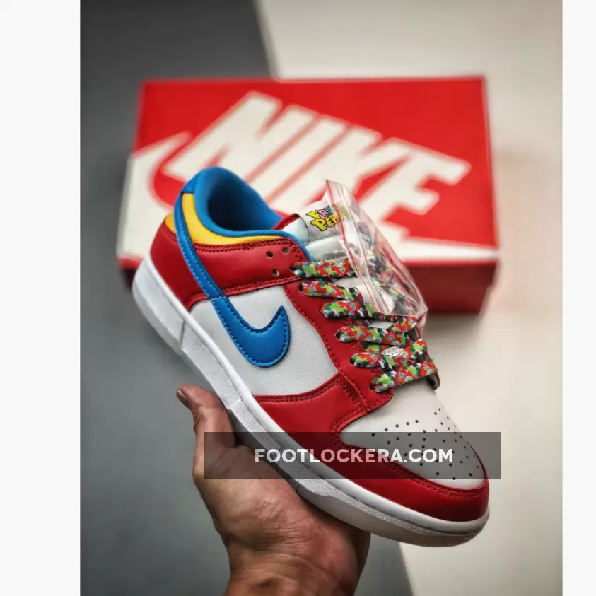 LeBron James X Nike Dunk Low Fruity Pebbles White/Red-Blue DH8009-600 / fruity pebbles foamposite