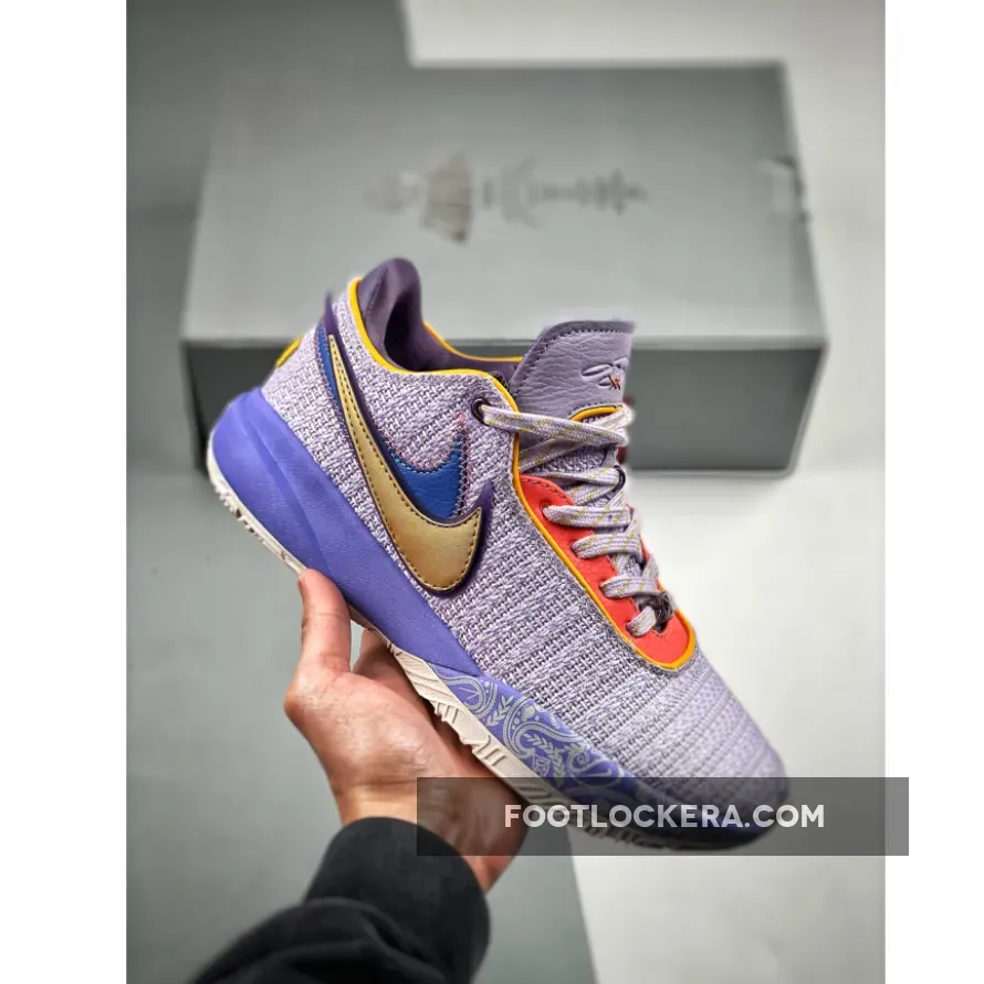 Nike LeBron 20 'Young Heirs' Vivid Purple/Metallic Gold/Black/Solar Flare #nike lebron 20 vivid purple