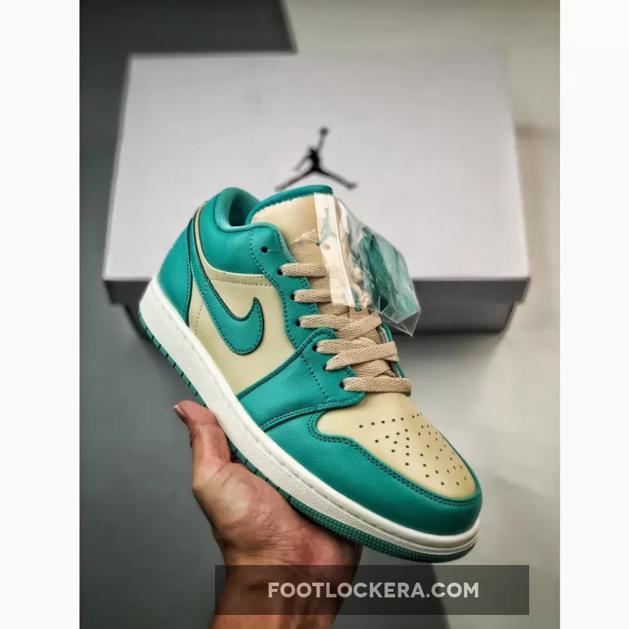 Air Jordan 1 Low Tropical Teal Green/Sandy Beige - jordan 1 low beige