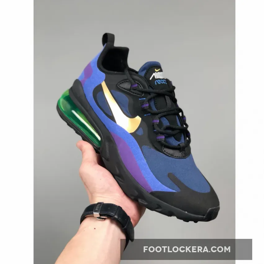Nike Air Max 270 React Black/University Gold-Deep Royal Blue royal blue 270 nike